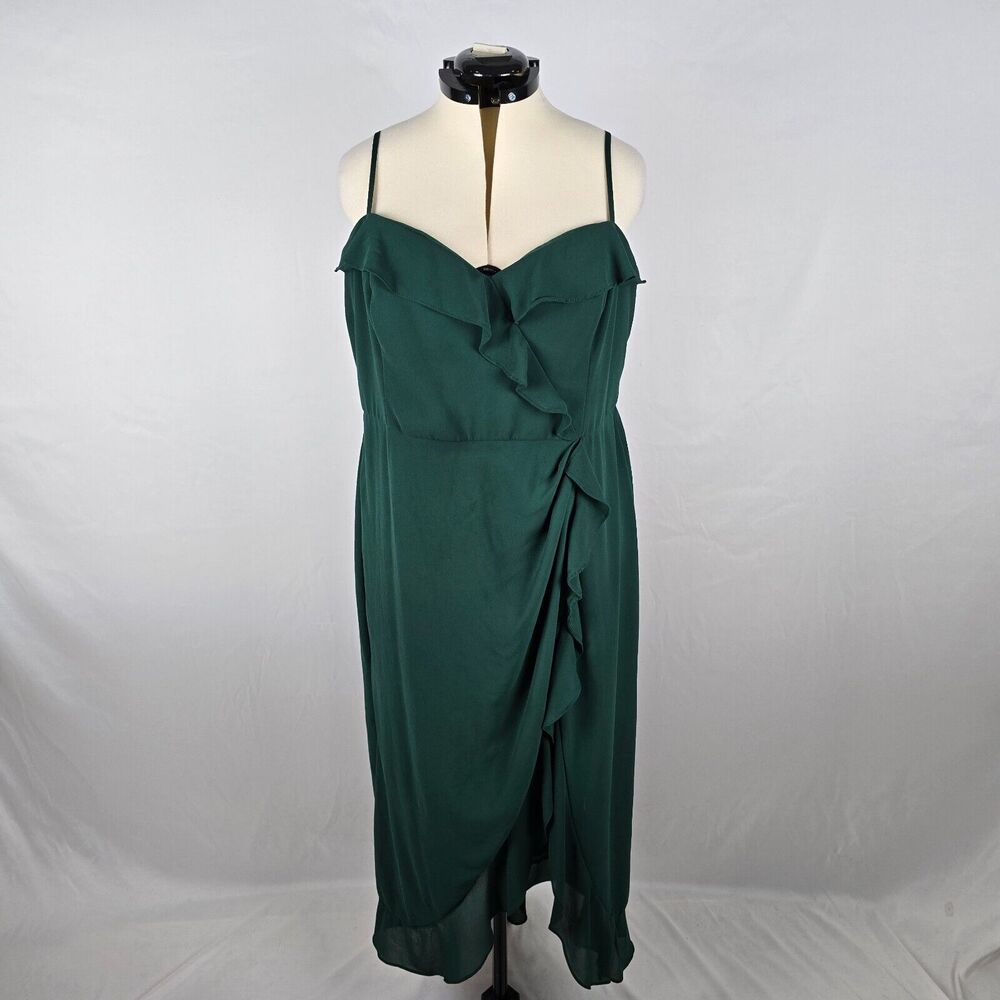 David's Bridal Green Asymmetrical Ruched Maxi Dress